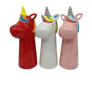 Red White And Pink Unicorn Vase-DFQ240943