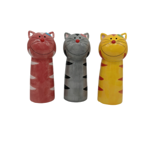 Pink Gray And Yellow Cat Vase-DFQ240952