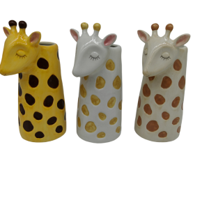 Yellow And White Giraffe Vase-DFQ240954