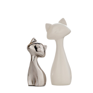 Silver And White Cat Decor-XDAC24006JYB