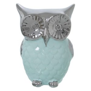Silver And Blue Owl Decor-XDAO24061YL