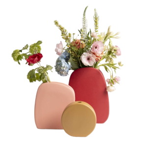 Pink Red And Khaki Vase-XVJC24012