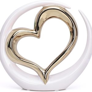 White And Gold Heart Decor-XDH24014