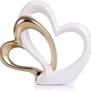 White And Gold Heart Decor-XDH24016