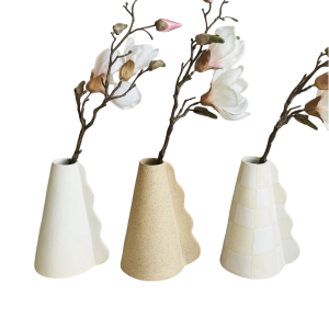 White And Khaki Vase-XVJH24017
