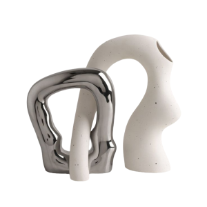 Silver And White Vase-XVJH24021