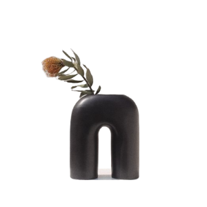 Matte Black Vase-XVMH24022