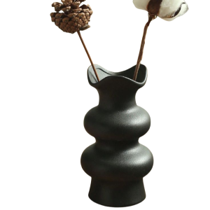 Matte Black Vase-XVMH24023