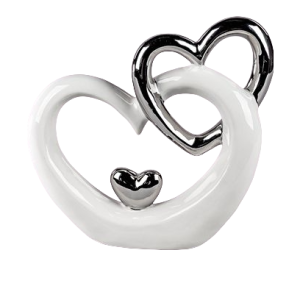 White And Silver Heart Decor-XDH24025