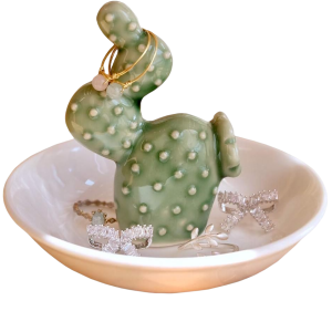 Green Cactus Trinket Dish-XTC24004
