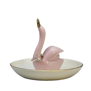 Pink Swan Trinket Dish-XTAS24007